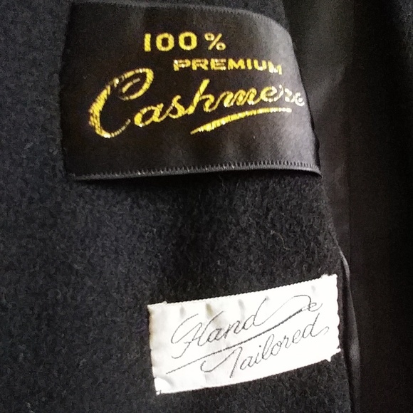 Vintage Cashmere hand tailored black coat fur EUC - Picture 2 of 8